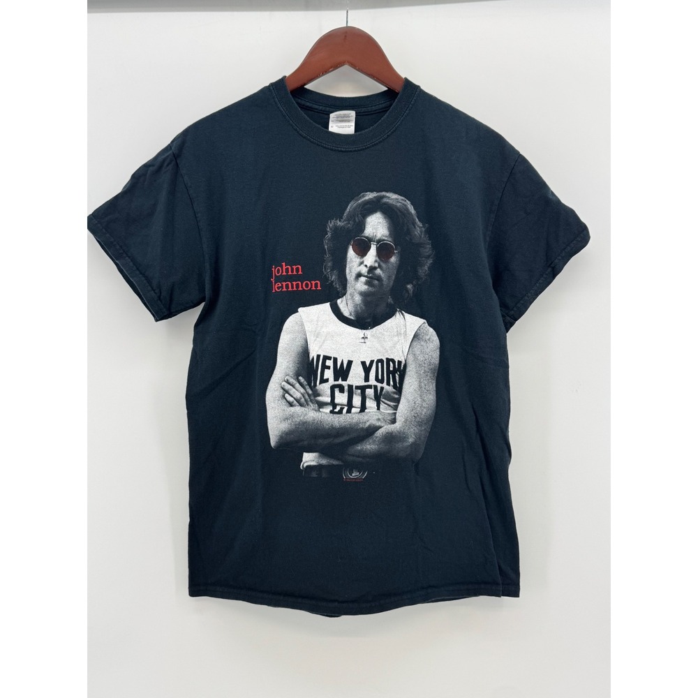 John Lennon NYC Bob Gruen‎ Graphic T-Shirt Black Mens Medium Imagine Lyrics